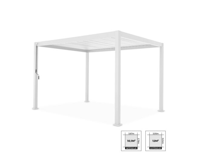 Pérgola bioclimática 3x4m com lâminas ajustáveis, triomphe 3x4m, branco, 400x300x240 cm