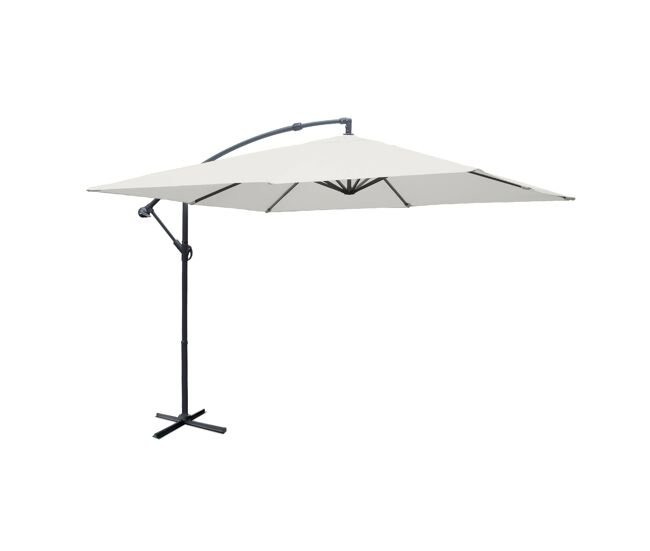 3x3m guarda-sol quadrado offset, hardelot, cru, 300x295x250 cm