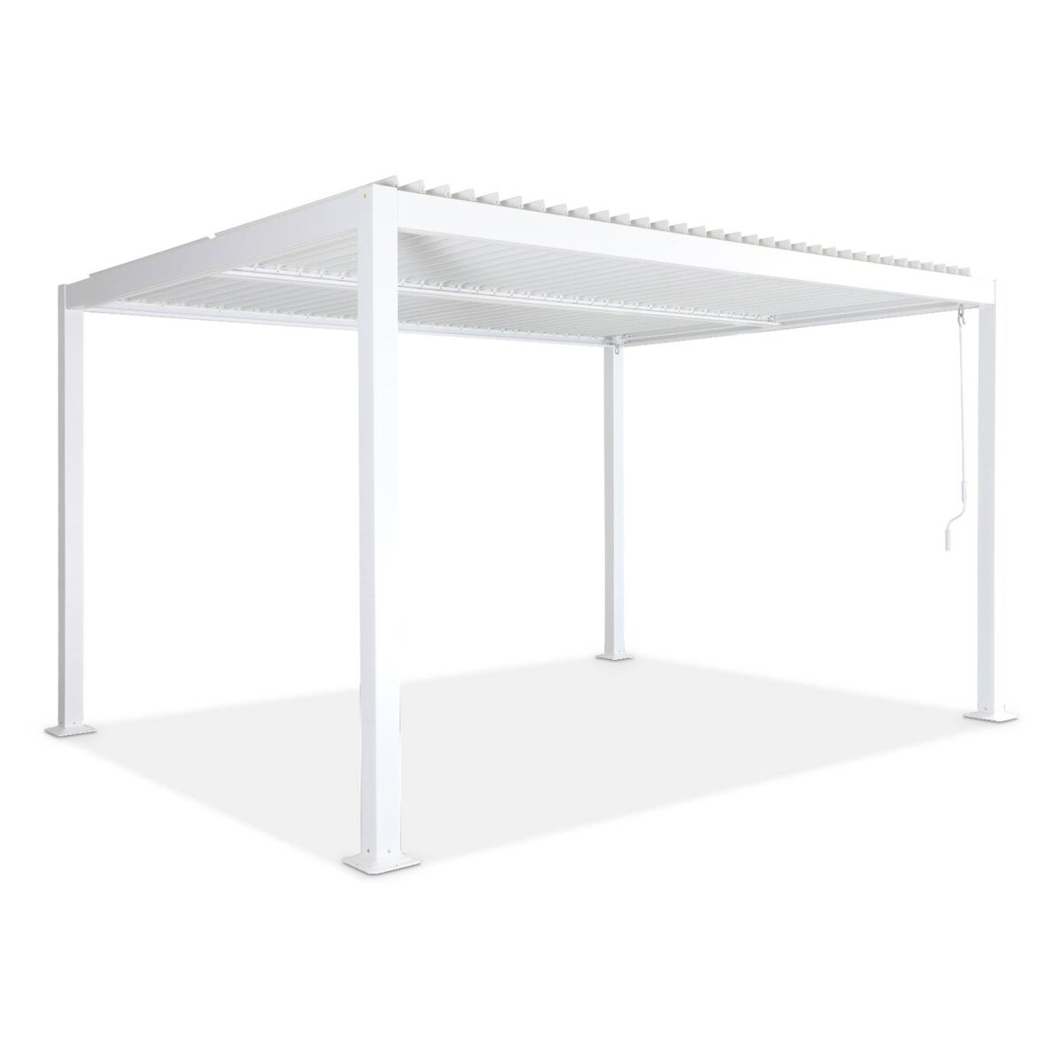 Pérgola bioclimática 3x4m alumínio e aço lâminas orientáveis, palace 3x4m, branco, 392x292x211 cm