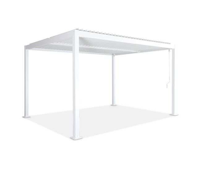 Pérgola bioclimática 3x4m alumínio e aço lâminas orientáveis, palace 3x4m, branco, 392x292x211 cm