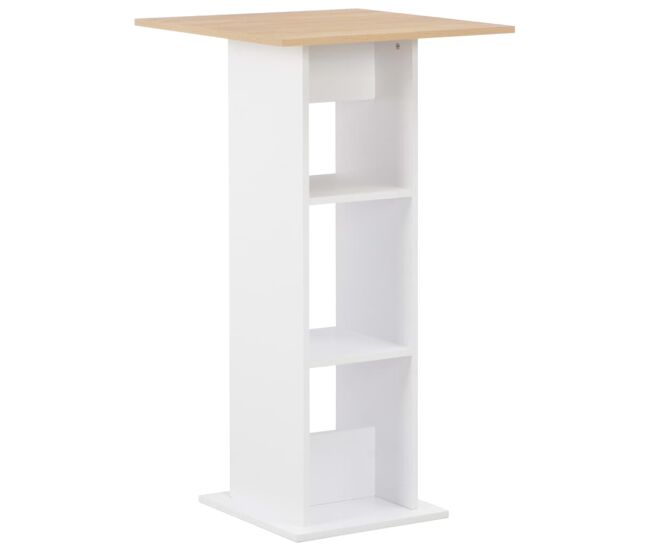 Vidaxl mesa de bar 60x60x110 cm branco e carvalho sonoma