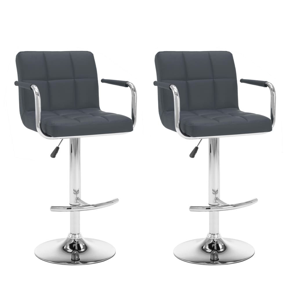 Vidaxl bancos de bar 2 pcs couro artificial cinzento