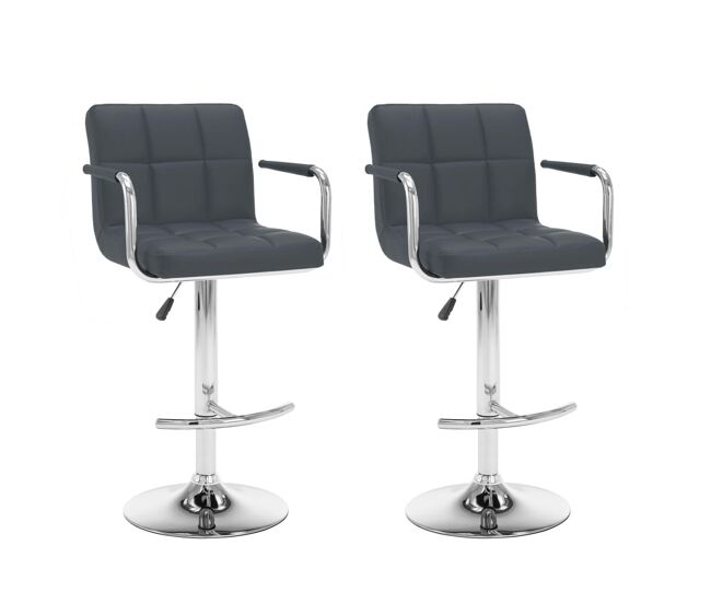 Vidaxl bancos de bar 2 pcs couro artificial cinzento