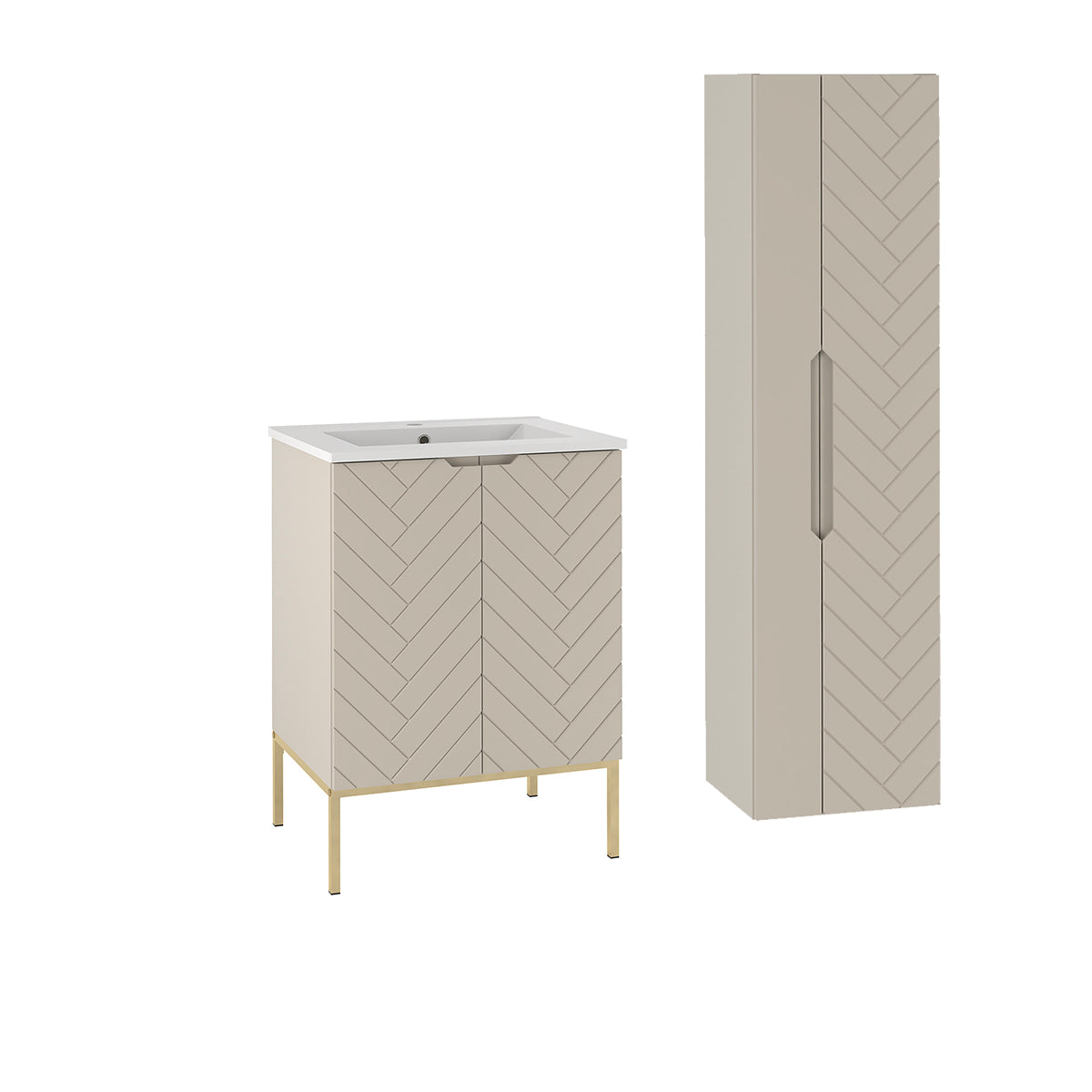Móvel de lavatório individual 60cm com pés e enceinte daria caxemira