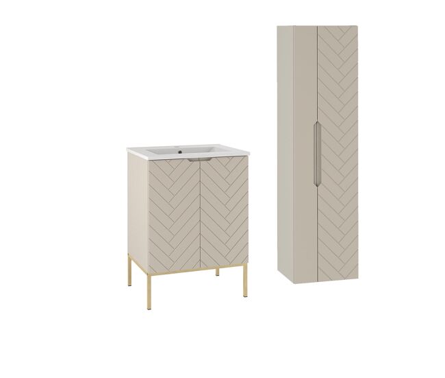 Móvel de lavatório individual 60cm com pés e enceinte daria caxemira