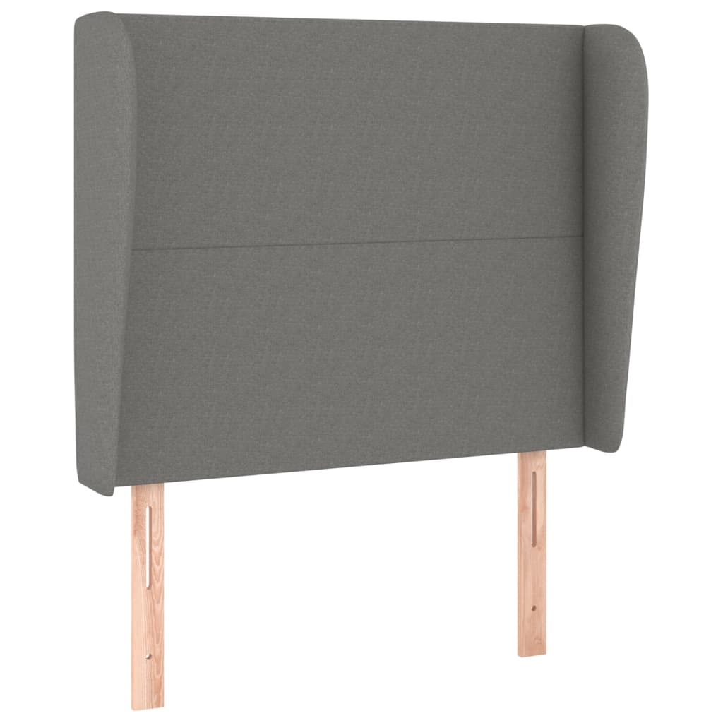 Vidaxl cabeceira cama c/ abas tecido 103x23x118/128 cm cinzento-escuro