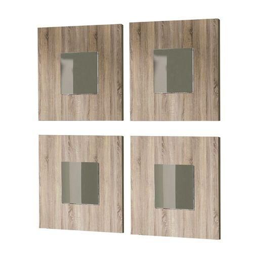 Conjunto de quatro espelhos modernos para corredor, cor cambriana, lupe, 45x45 cm