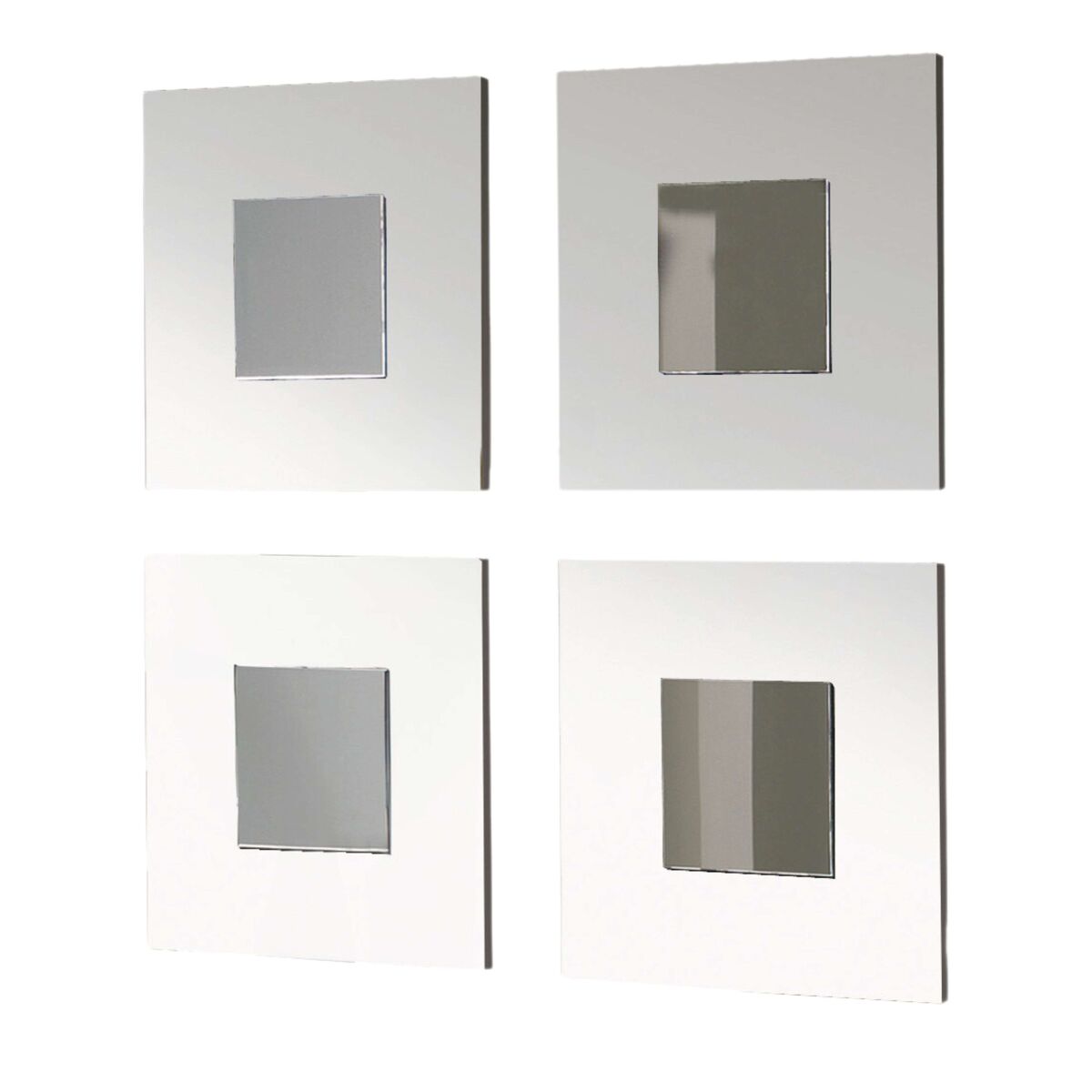 Conjunto de quatro espelhos lupe estilo moderno cor branca 45x45x2 cm