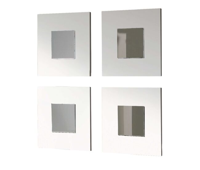 Conjunto de quatro espelhos lupe estilo moderno cor branca 45x45x2 cm