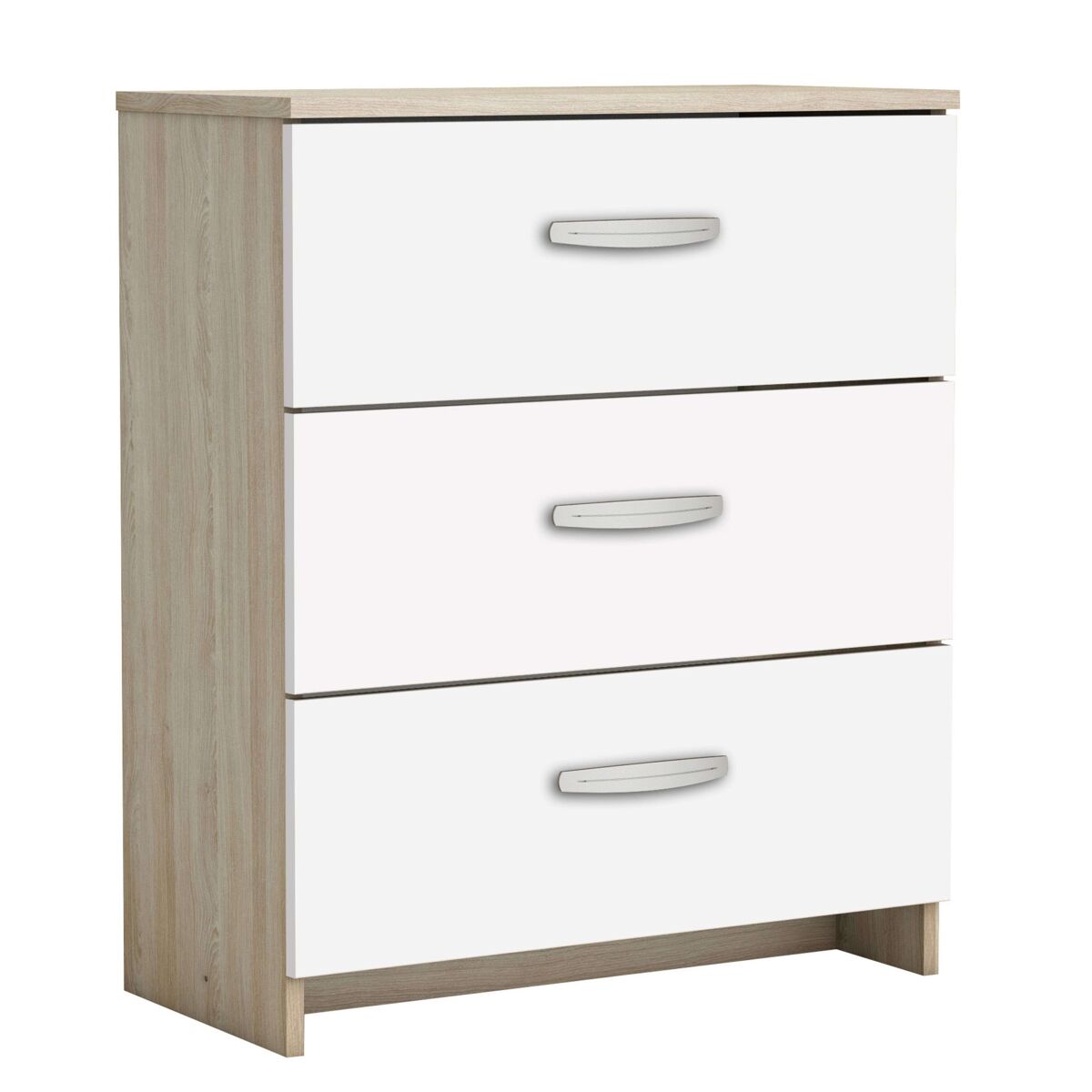 Cômoda sinfonier mesa de centro grande com gavetas branco e carvalho shannon 61x29x72 cm