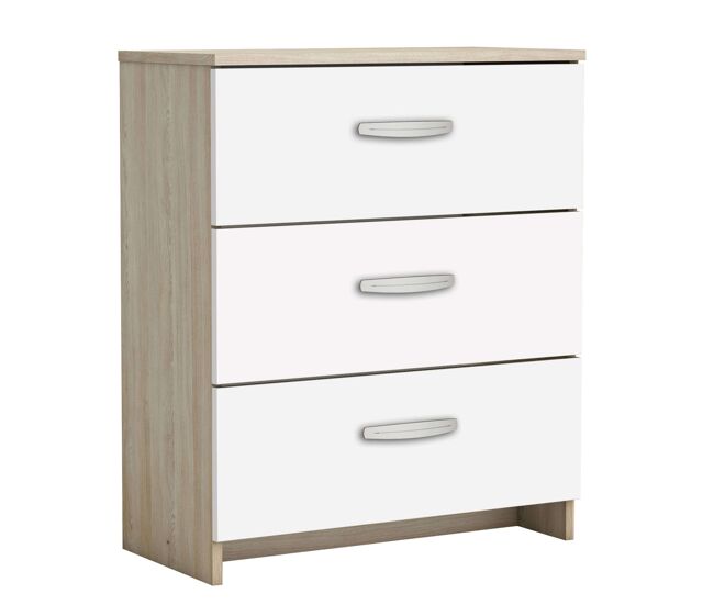 Cômoda sinfonier mesa de centro grande com gavetas branco e carvalho shannon 61x29x72 cm
