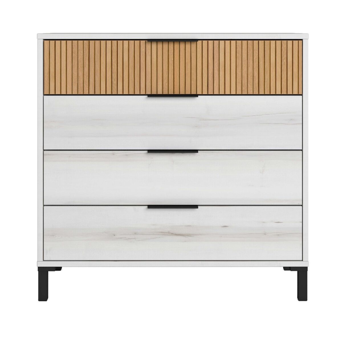 Cômoda arles 4 gavetas albo carvalho branco e listrado 80x80 cm