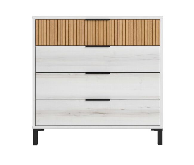 Cômoda arles 4 gavetas albo carvalho branco e listrado 80x80 cm