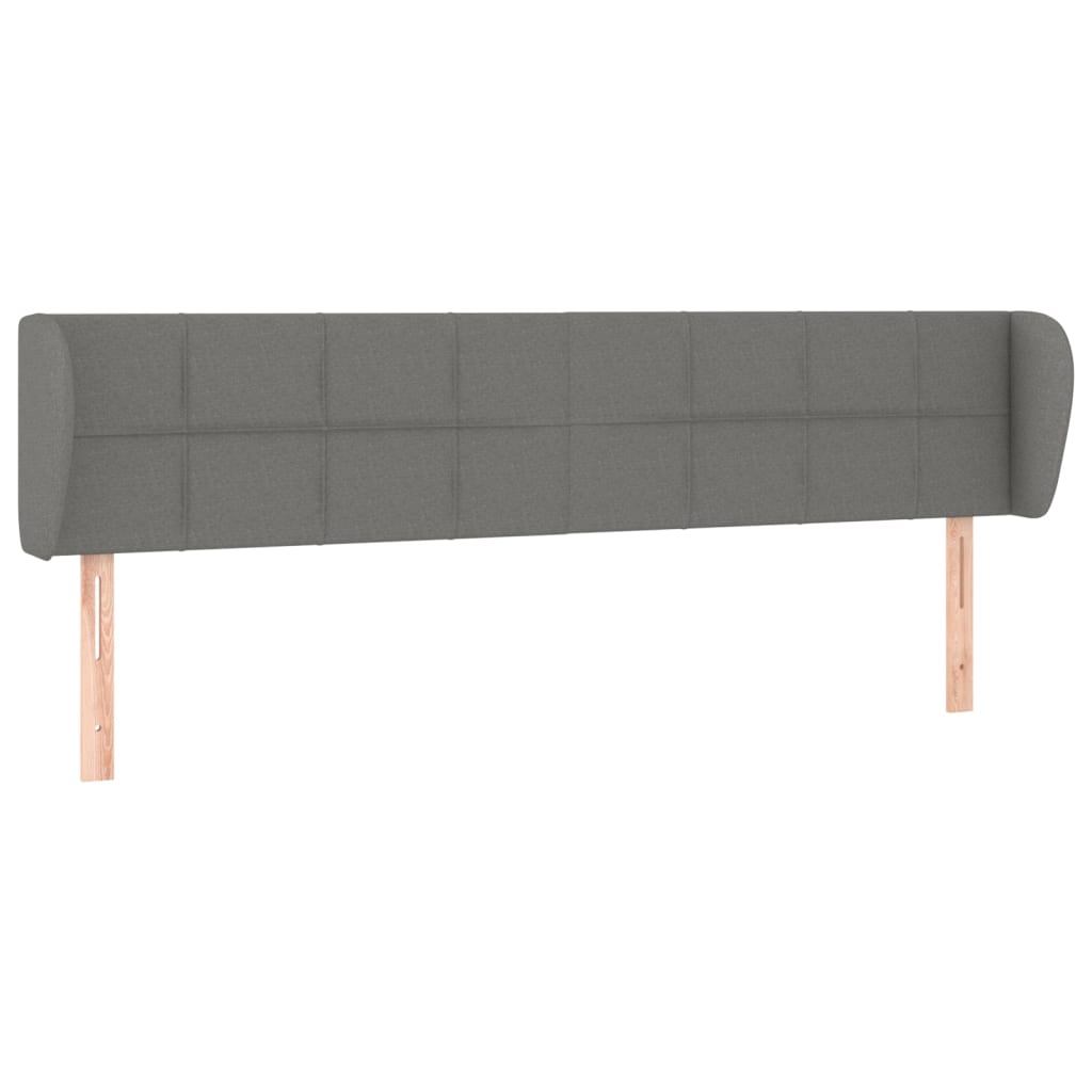 Vidaxl cabeceira de cama c/ abas tecido 203x23x78/88cm cinzento-escuro