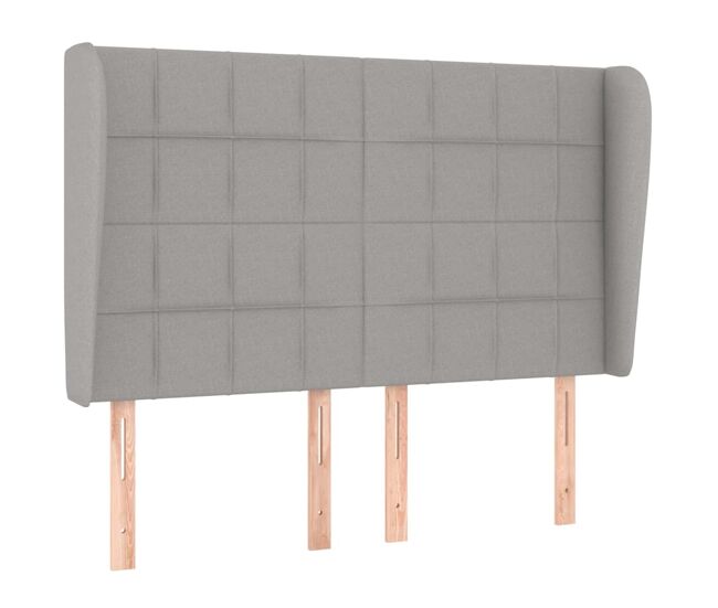 Vidaxl cabeceira de cama c/ abas tecido 147x23x118/128cm cinza-claro