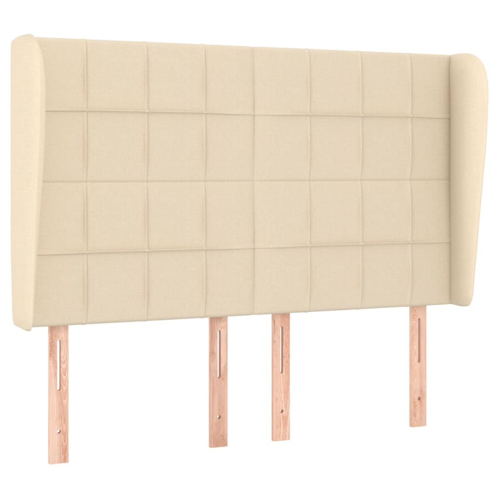 Vidaxl cabeceira de cama c/ abas tecido 147x23x118/128 cm creme