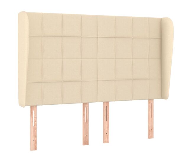 Vidaxl cabeceira de cama c/ abas tecido 147x23x118/128 cm creme