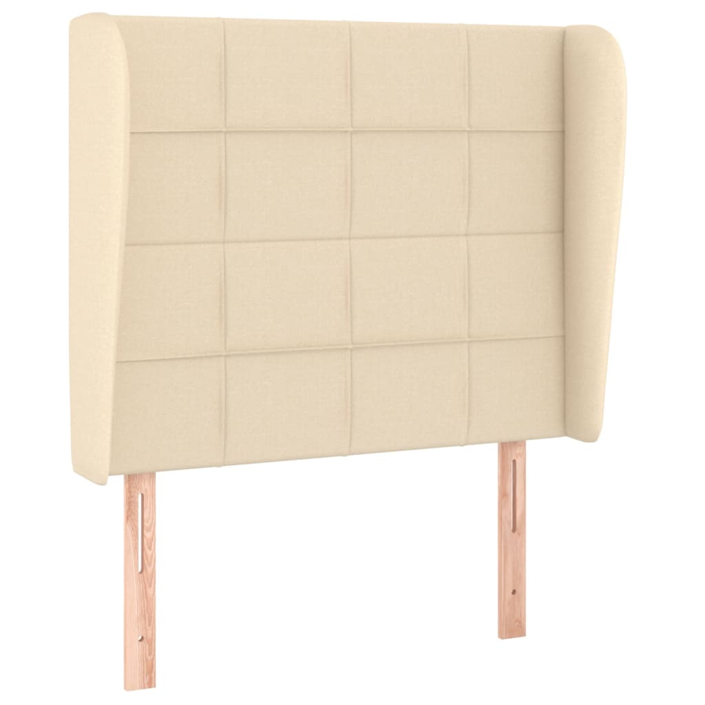 Vidaxl cabeceira de cama c/ abas tecido 93x23x118/128 cm creme