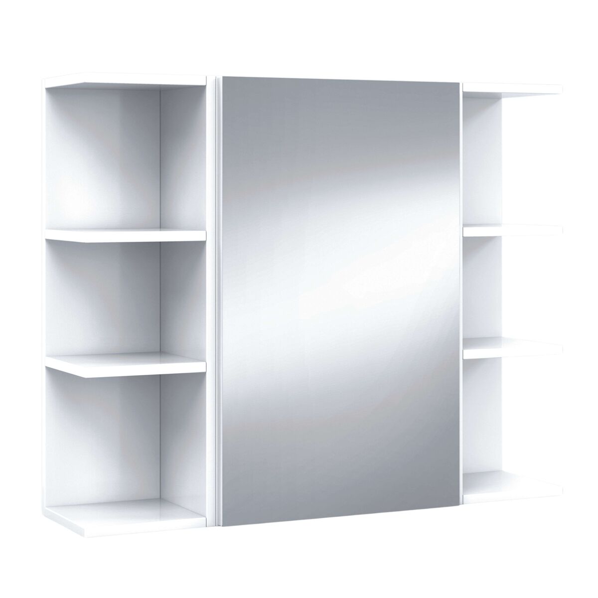 Pacote armário com espelho + 2 espelhos branco brilhante móveis de armazenamento de banheiro 65x80x21 cm