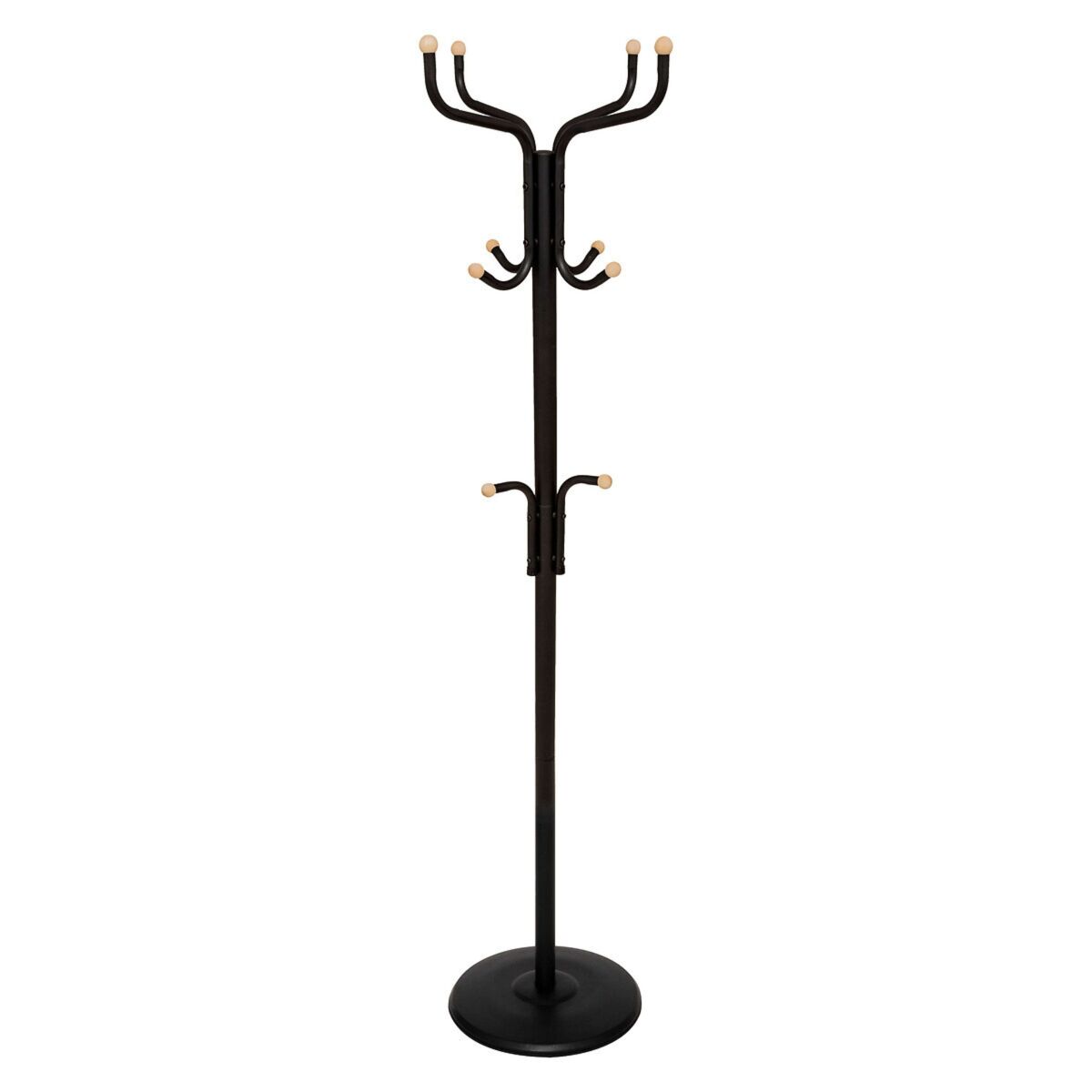 Cabide de pé para corredor com 11 ganchos de metal moderno estilo industrial cor preta 178 cm