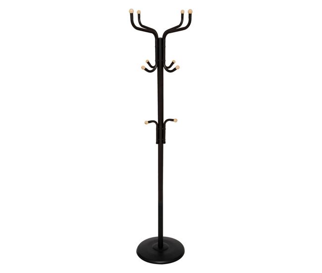 Cabide de pé para corredor com 11 ganchos de metal moderno estilo industrial cor preta 178 cm