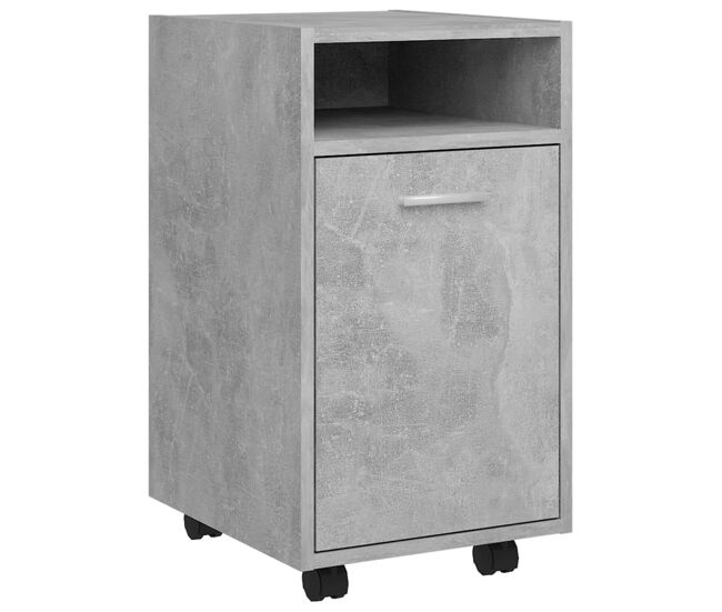 Vidaxl móvel de apoio com rodas 33x38x60cm contraplacado cinza cimento