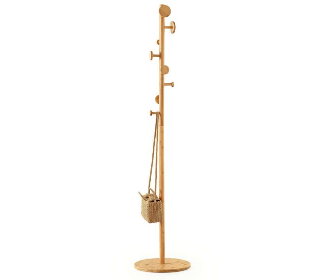 Cabide de pé com 8 cabides cor bambu 175 cm