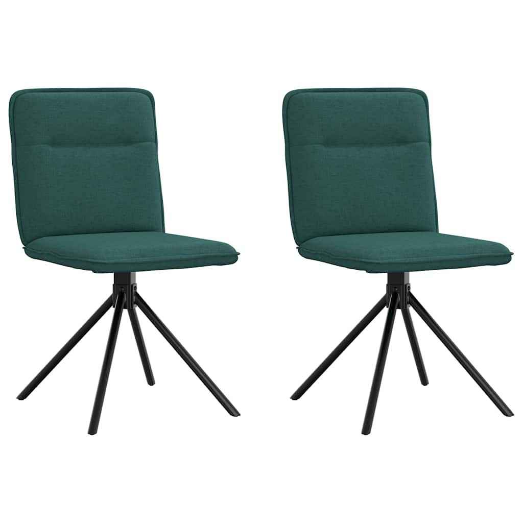 Vidaxl cadeiras de jantar 2 pcs tecido verde-escuro