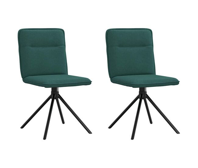 Vidaxl cadeiras de jantar 2 pcs tecido verde-escuro