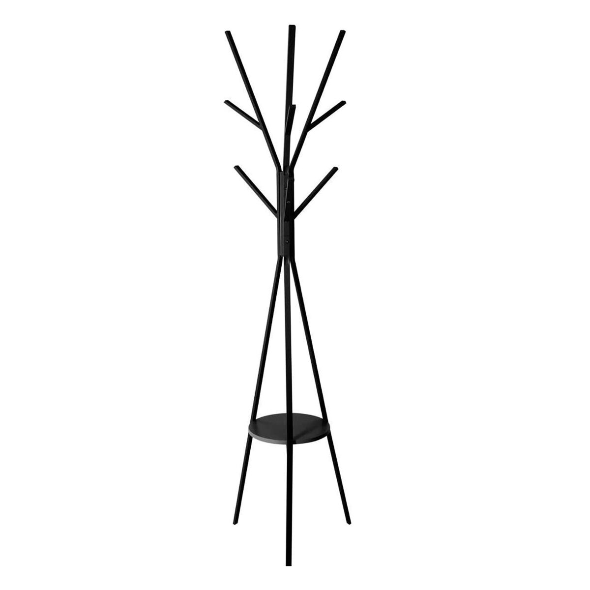 Wellhome - cabide de madeira e metal mdf preto alt.180cm