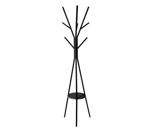 Wellhome - cabide de madeira e metal mdf preto alt.180cm