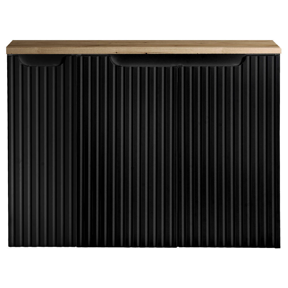 Móvel de casa de banho para lavatório newport com 3 portas 80x60x40 cm - efeito preto/carvalho [en.casa]