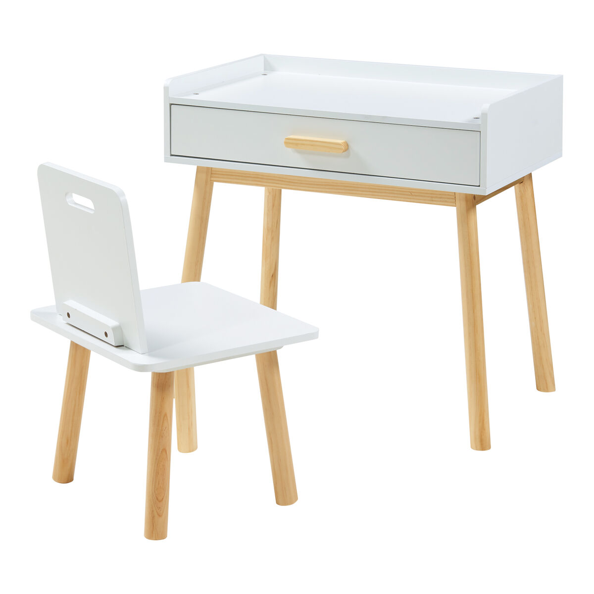 Conjunto de mesa e cadeira para crianças skjervøy - natural/branco [en.casa]