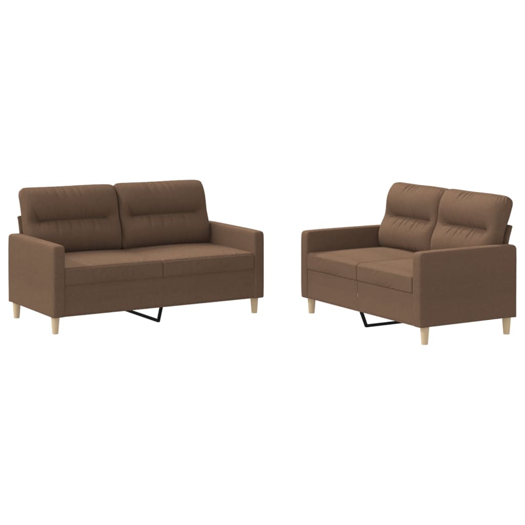 Vidaxl 2 pcs conjunto de sofás com almofadões tecido castanho