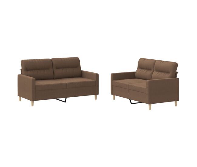 Vidaxl 2 pcs conjunto de sofás com almofadões tecido castanho