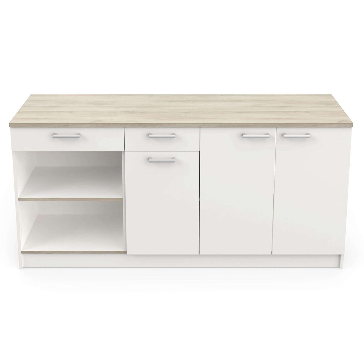 Cozinha cozinha módulo inferior 3 portas 2 gavetas armazenamento estilo moderno blanc fosco