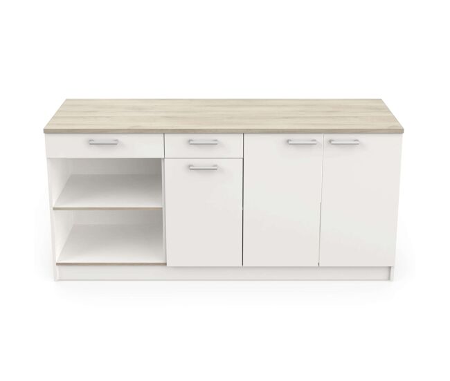 Cozinha cozinha módulo inferior 3 portas 2 gavetas armazenamento estilo moderno blanc fosco