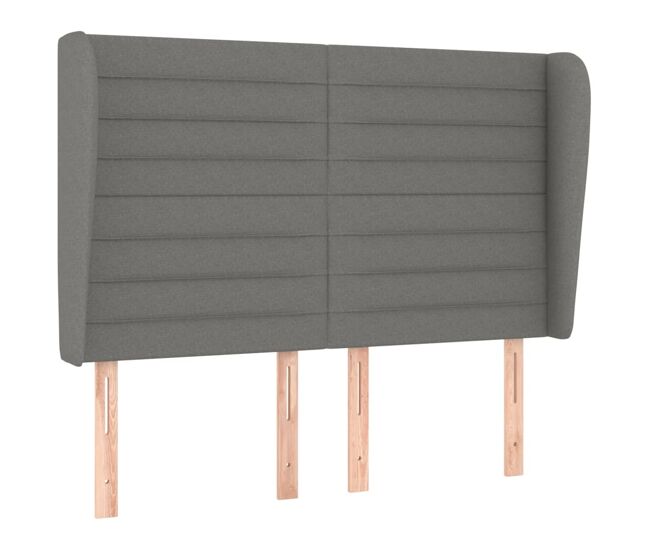 Vidaxl cabeceira cama c/ abas tecido 147x23x118/128 cm cinzento-escuro