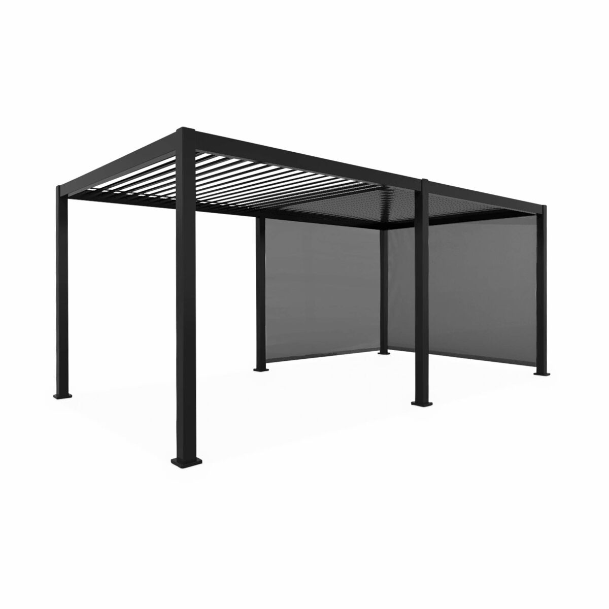 Pérgola bioclimática triomphe 3x6m v1 + 2 toldos 3m, triomphe 3x6m + acessórios, antracite, 600x300x250 cm
