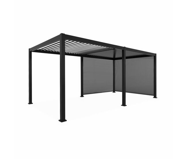 Pérgola bioclimática triomphe 3x6m v1 + 2 toldos 3m, triomphe 3x6m + acessórios, antracite, 600x300x250 cm