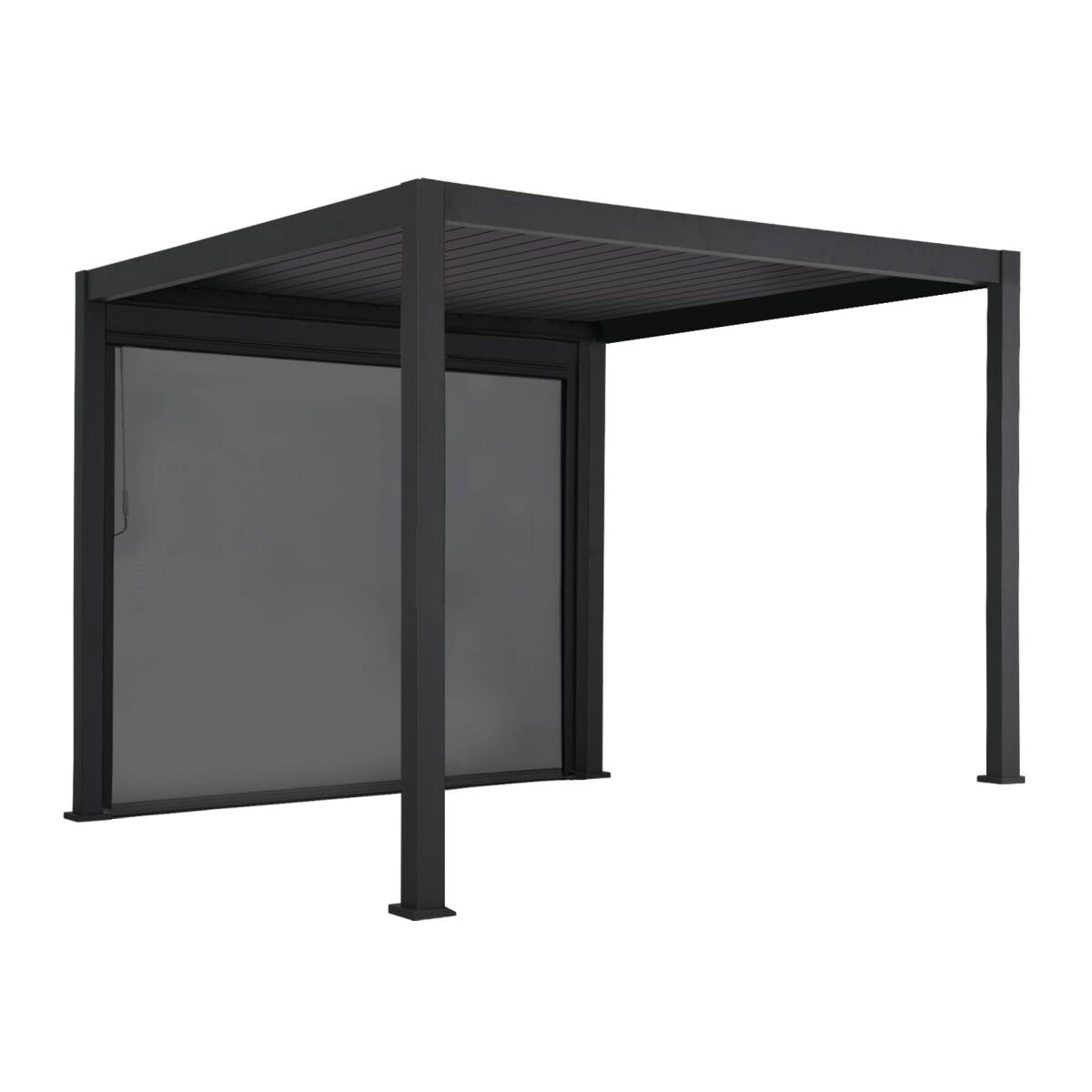 Pérgola bioclimática alumínio 3x3m v2 + 1 store 3m , triomphe 3x3m v2+ acessórios, antracite, 301x301x250 cm