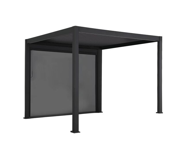 Pérgola bioclimática alumínio 3x3m v2 + 1 store 3m , triomphe 3x3m v2+ acessórios, antracite, 301x301x250 cm