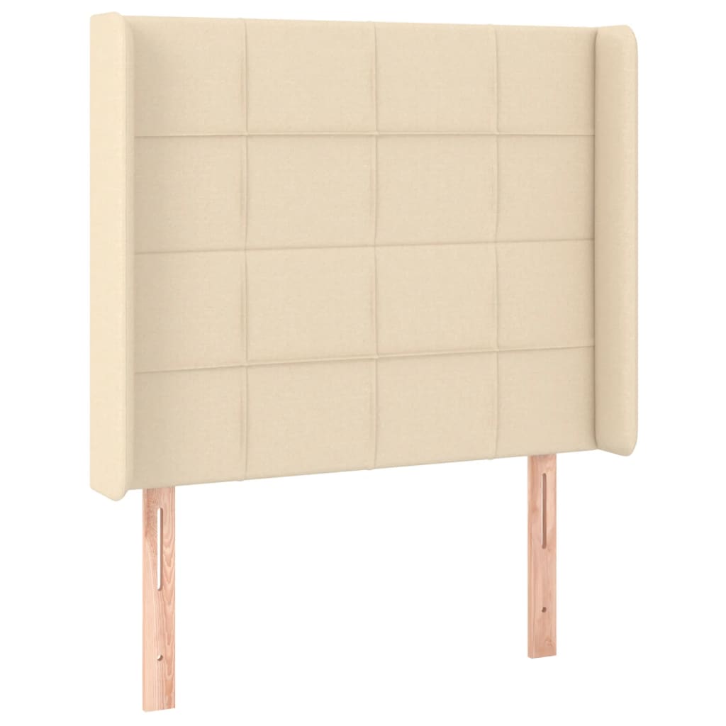 Vidaxl cabeceira de cama c/ abas tecido 103x16x118/128 cm creme
