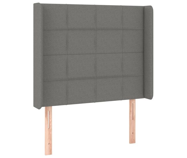 Vidaxl cabeceira cama c/ abas tecido 93x16x118/128 cm cinzento-escuro