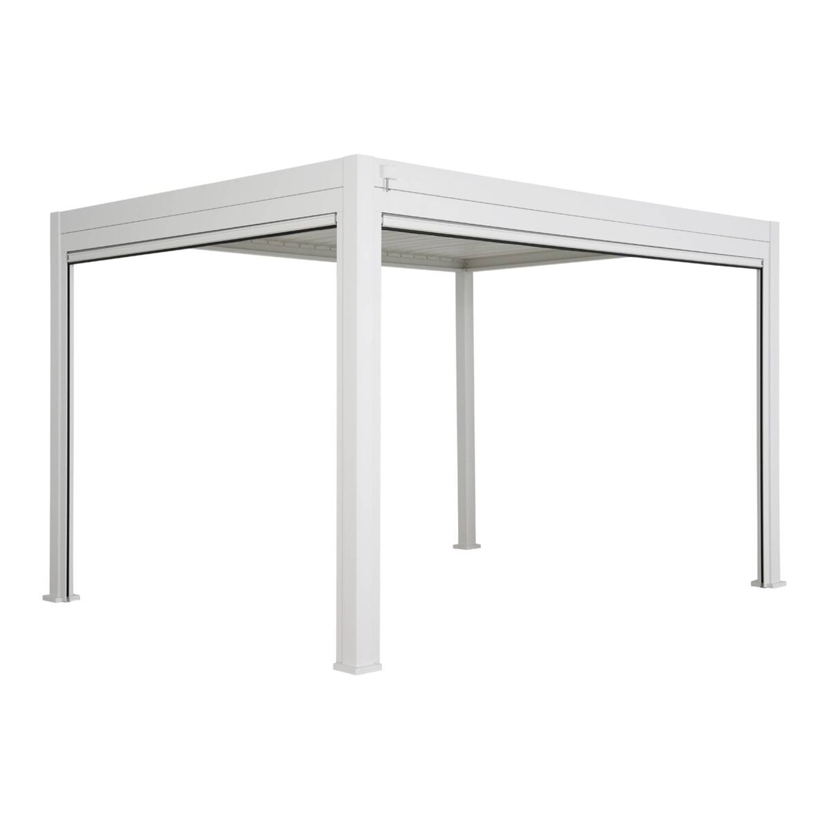 Pérgula bioclimática 3x4m + toldo de 3m + toldo de 4m, triomphe 3x4m + acessórios, branco, 400x300x250 cm