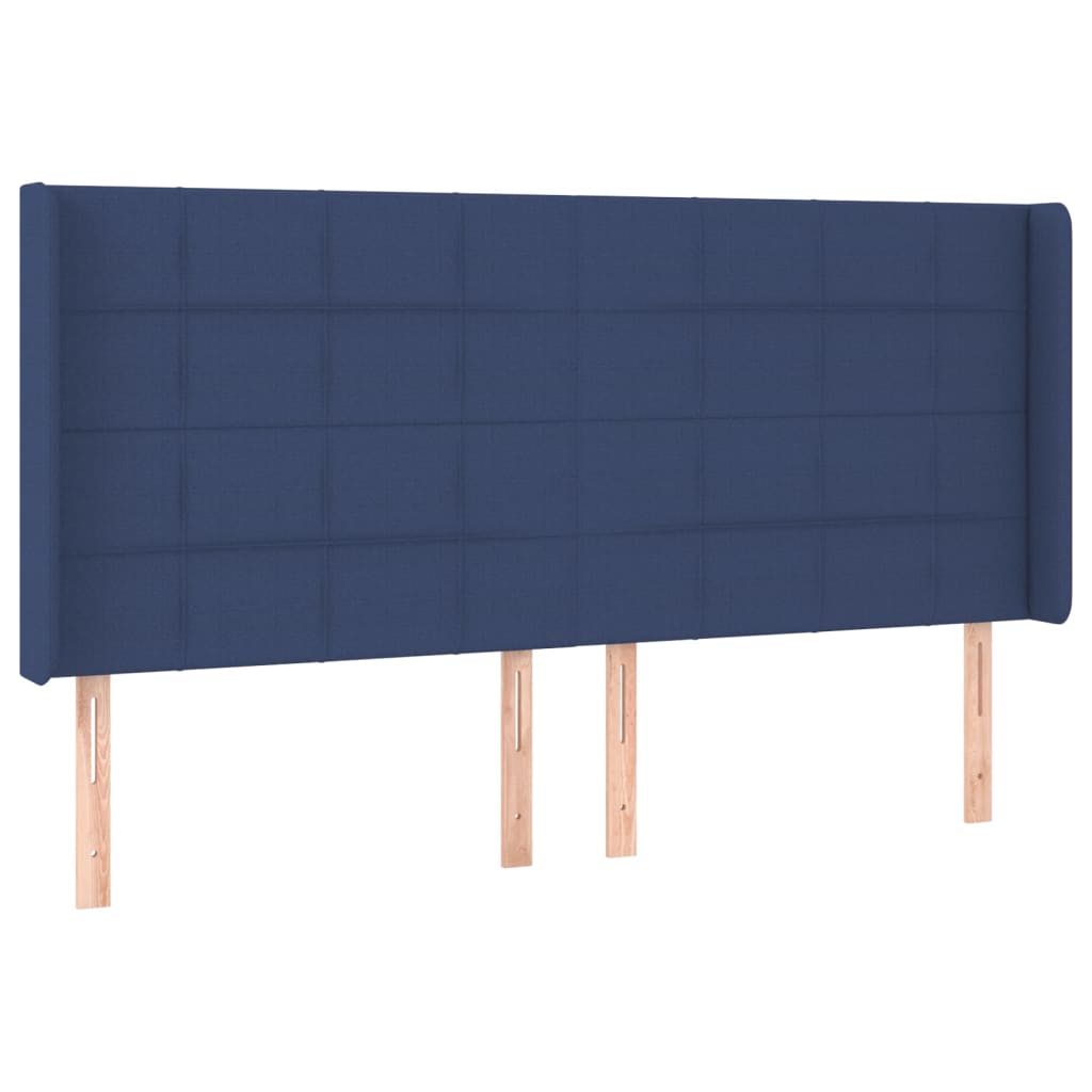 Vidaxl cabeceira de cama c/ abas tecido 203x16x118/128 cm azul