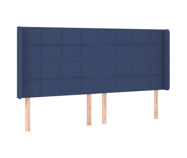 Vidaxl cabeceira de cama c/ abas tecido 203x16x118/128 cm azul