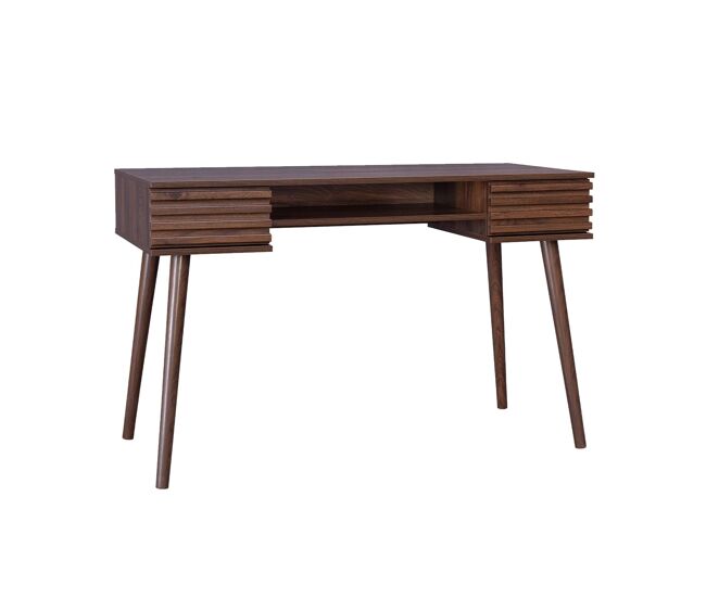 Escrivaninha efeito madeira 2 gavetas, madere, madeira de nogueira, 120x55x76.5 cm