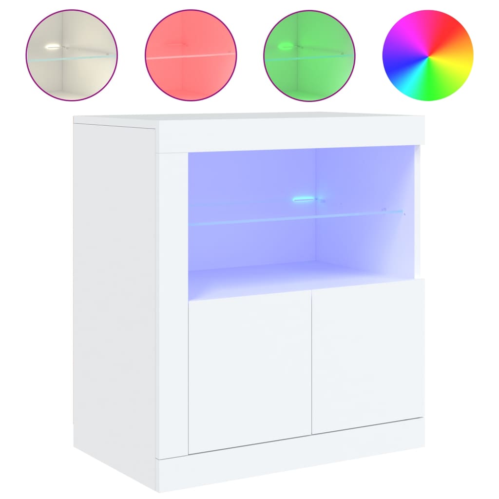Vidaxl aparador com luzes led 60,5x37x67 cm branco
