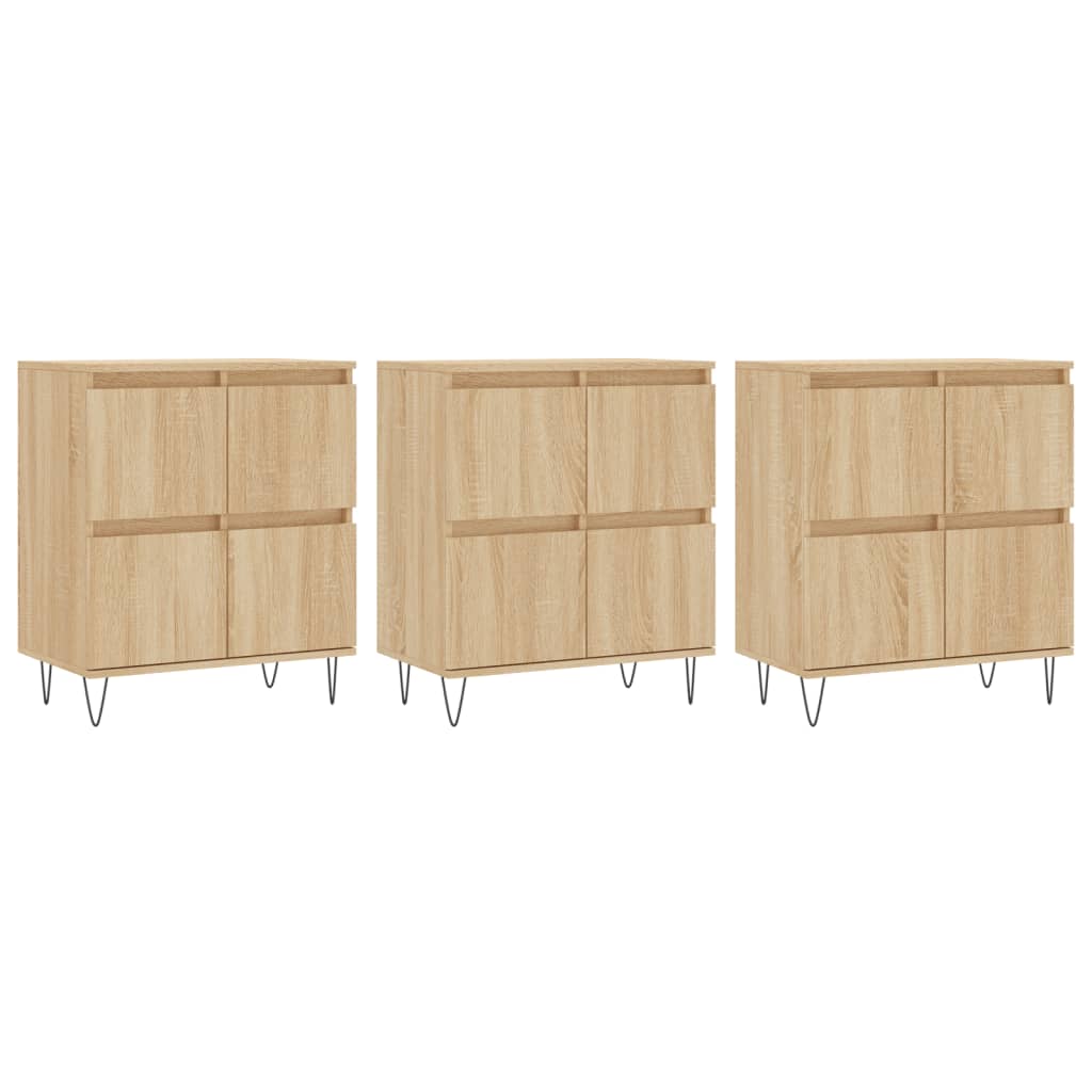 Vidaxl aparadores 3 pcs derivados de madeira cor carvalho sonoma